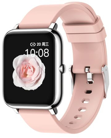 IDEALROYAL P22 Smartwatch für Damen, mit Pulsmesser, Stoppuhr, Kalorien, Schlafüberwachung, Schrittzähler, IP67, wasserdicht, Sportuhr für Android iOS