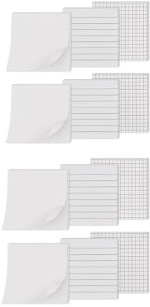 Haftnotizen, liniert, 75 x 75 mm, quadratisch, selbstklebend, 80 Blatt/Block, stark klebend, für Büro, Studium, Tagesplanung, Notizen und Organisation, Weiß, 12 Stück