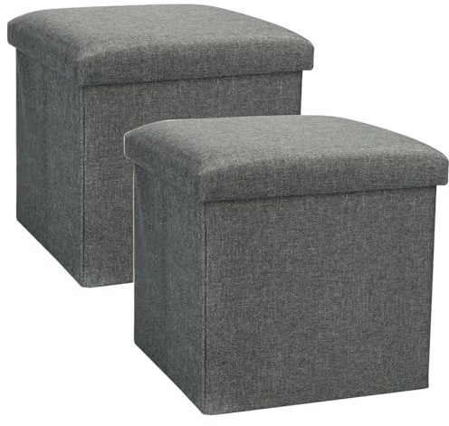 com-four® 2X Faltbarer Hocker - Sitzhocker mit Stauraum - Aufbewahrungsbox zum Sitzen - 40 L