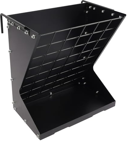 Etrhdfyts Heuraufe Vieh-Feeder Hängend Freistehend,Tragfähigkeit 30kg für Heu und Getreide,Futtertrog mit Verstellbaren Haken, Futterraufe mit Futterschale Gitter für Schafe,Ziegen,Pferd (Schwarz)