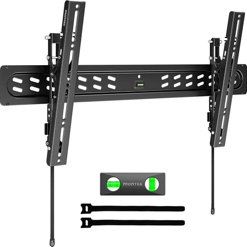 monTEK Support Mural TV 43-95 Pouces, Support TV Mince jusqu'à 68kg | Support Mural TV Robuste avec Niveau à Bulle et Gestion des Câbles, Installation sur Béton ou Montants Bois, Max VESA 800x400