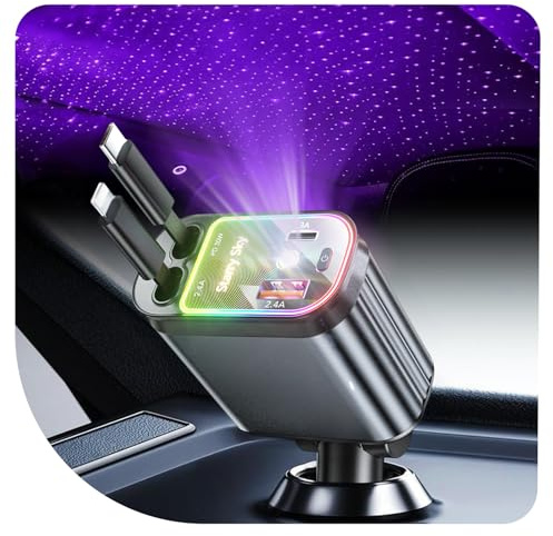 Aimtel 4 in 1 Zigarettenanzünder USB, 69W Auto Ladegerät für iPhone/Samsung | Kfz Ladegerät für Camping Wohnmobil, 12V/24V USB Adapter Auto, Car Charger mit 2 Einziehbarem Kabel