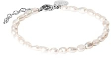 Purelei Pearlfection Armband – Armband mit echten Süßwasserperlen – 14K/18K vergoldeter Edelstahl – 16–19 cm – eleganter Perlenschmuck – Verstellbar (Silver)