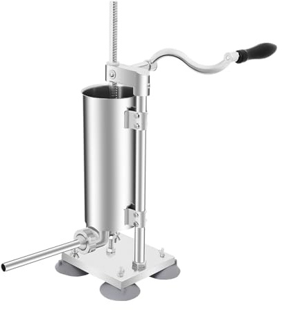 ZENGRICE Poussoir à Saucisses 3L,Machine à Saucisse Verticale Professionnelle,Hachoir à Viande en Acier Inoxydable avec Remplissage,Design Compact,Nettoyage Facile,Idéal pour Boucheries,Restaurants