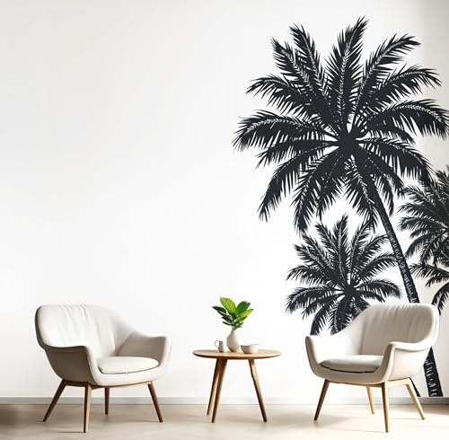 Papier Peint 3D Noir Et Blanc Feuille De Palmier Simple 150X105Cm Poster Geant Mural Panoramique Peinture Murale Interieur Plantes Tropicales Pour Salon Chambre À Coucher D'Enfant Maison Décoration