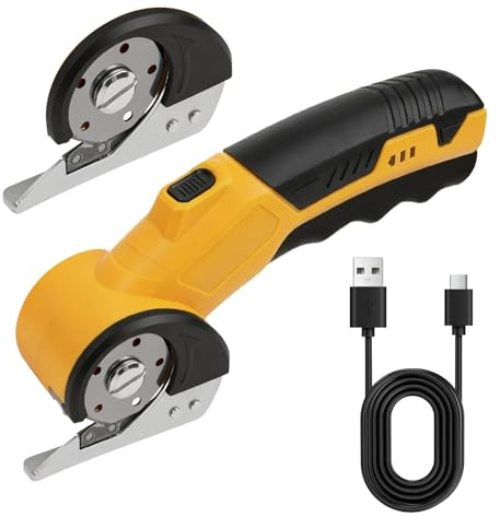 Ciseaux électriques Sans Fil, 4V Cutter Rotatif, Coupe Rotative, Cutter Rotatif Universel sans Fil,Ciseaux électriques Universels pour Tissus, Cuir, Moquette, Carton, Plastique
