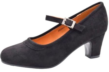 PASARELA - Zapatos de Baile Flamenco de Piel Vegana de Ante con Clavos para Mujer Color Negro Antelina Mujer Color: Black Talla: 38