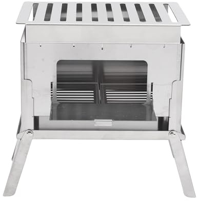 ZDAGELD Foldable Portable Wood Burning Stove Camping Tent Grill, Stainless Steel Outdoor Stove, 3 Modes for Picnic Backpacking, ideal for BBQ, Smoking, Grilling, and Frying with Small (21*13*19cm)