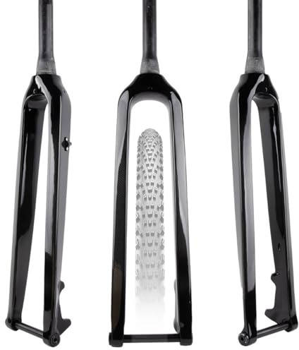 HZXQCVB 26/27,5/29'' Fibre De Carbone Fourche Rigide VTT 15 X 100mm Axe Traversant Frein À Disque Fourche Avant Tube Droit/Conique De 1-1/8''(26''Glossy Black,1-1/2'')