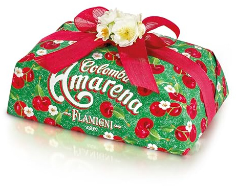 FLAMIGNI Colomba Pasquale all’Amarena da 1 Kg, Senza Agrumi Canditi, Lievitazione Naturale, Soffice e Profumato Impasto Arricchito con Amarene Toschi, Made in Italy