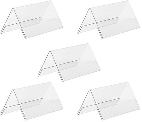 Hoement Targhetta in Acrilico Trasparente 10 X 20 CM Pannelli Bifacciali e Supporto in PVC, Espositore per Segnaposti e Cartellini in Negozi e Supermercati