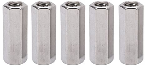 Ensemble de 5 écrous de raccordement hexagonaux M12 argentés, kit d’écrous de raccordement en acier inoxydable 304, connecteur de tige filetée résistant à la corrosion pour goujons