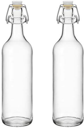 Devitre 2x Glasflasche 1000ml mit Bügelverschluss inkl. Etiketten
