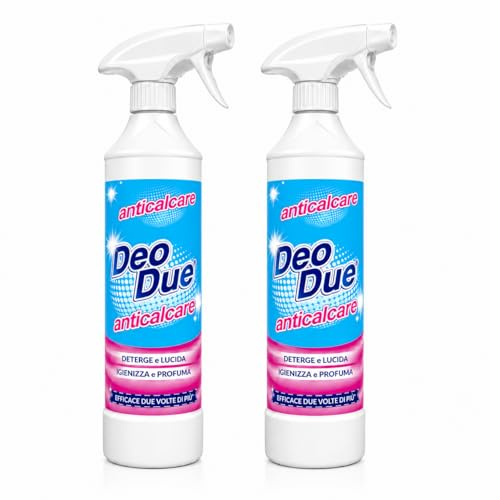 Anticalcare Spray Deo Due - Detergente Anticalcare per Bagno e Superfici - Rimuove Calcare e Residui di Sapone - Igienizza, Lucida, Profuma - Per Rubinetterie, Docce, Piastrelle - 2 Unita da 750ml
