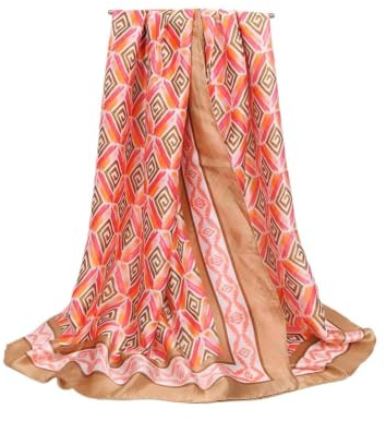 Dam diamant rutnät satin scarf strandsjal snabbtorkande modesjal
