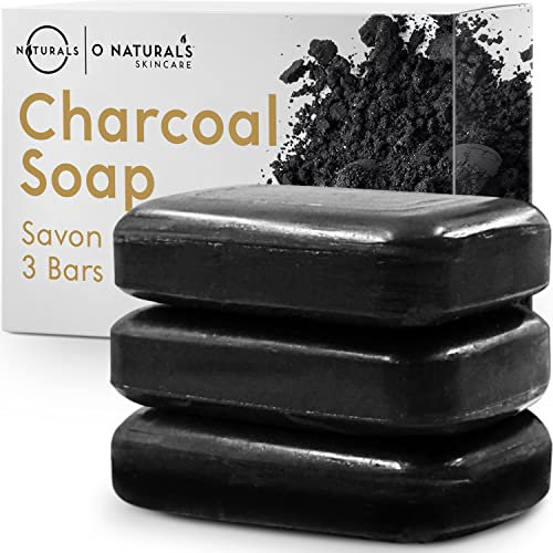 O Naturals 3pc Moisturizing Charcoal Bars - Natural Shower Soap Bar - Body Soap for Face & Hand - Body Wash Bar - Gift for Women