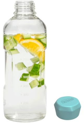 Trendglas Jena - BLUE OCEAN - Trinkflasche 1,0 Liter mit blauer Kappe (330217)