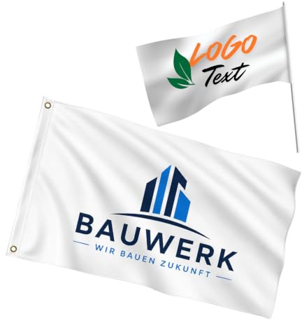Personalisierte Flagge – selbst gestalten mit Logo, Foto & Text 50x70cm/LT | Werbeflagge mit individuellem Druck, Bild, ideal als Firmenflagge, Vereinsflagge oder Werbefahne, ohne Fahnenmast
