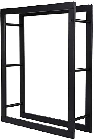Loywe Kaminholzregal 80X25X100cm Kaminholzhalter Brennholzregal Feuerholzregal Kaminholzständer Brennholz Holzhalter aus Metall in Schwarz