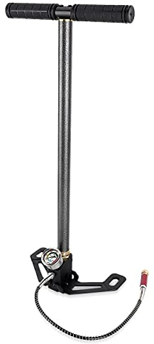 0-6000psi fotpump, högtryck handpump 3 våningar hopfällbar cykel handluftpump med manometer volfram stålpump, för båtdäck luftpistol kajaker ballong