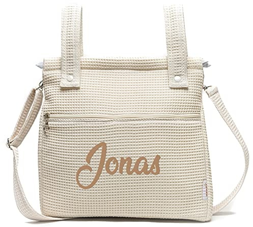 Borda y más Bolsa Panera Para Carrito de Bebé Personalizada – Bolsa Talega para Carrito de Bebé con Nombre - Piqué Waffle - Piqué Gofre - Handmade - Hecho en España - Nenel