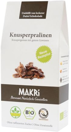 MAKRi® BIO Knusperpralinen aus Dattel Schokolade | Dattelschokolade Ohne Zucker | Vegan & Fair Gehandelt, Schoko Krossies Ohne Raffinierten Zucker | Dattelpralinen, Schokocrossis (3 Stk.)