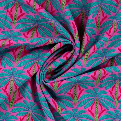 Baumwolle Viskosestoff - Blumen Musterung als Meterware, 50 cm