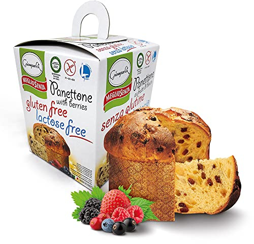 Panettone italiano sin gluten ni lactosa con frutos rojos, 400 g, pastel tradicional de Pascua, regalo prémium