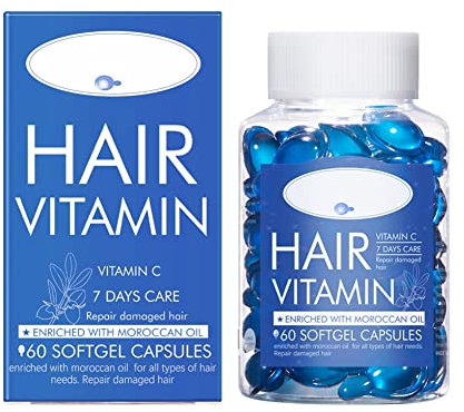 Capsule di siero vitaminico per capelli Ofanyia, siero idratante per capelli infuso con olio marocchino, riparazione dei capelli secchi e danneggiati, 60 capsule morbide (dark blue)