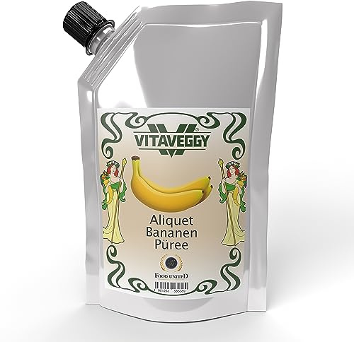 VITAVEGGY PÜREE BANANE 1kg Fruchtpüree aus gereiften Bananen von Food-United banana-puree für Bananen-Smoothie Bananensaft Bananenbrei Bananenmus Babybrei ohne Aroma- und Konservierungsmittel (1)