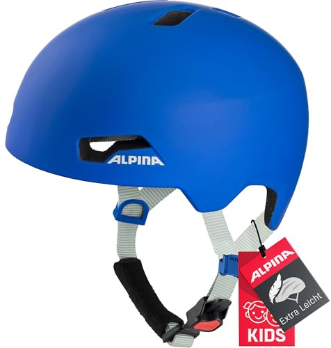 ALPINA Hackney – lätt, okrossbar och optimal luftkonditionerad cykelhjälm för barn, med eftermonterad LED för god synlighet, kungsblå matt, M (51–56 cm)