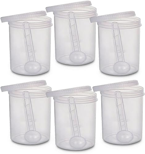 Cennet 6 x 1000ml Plastic Storage Jar With Screw Top Lids Airtight Food Storage Containers With Spoon For Kitchen, Herb, Spices, Sweets Clear Canister pots