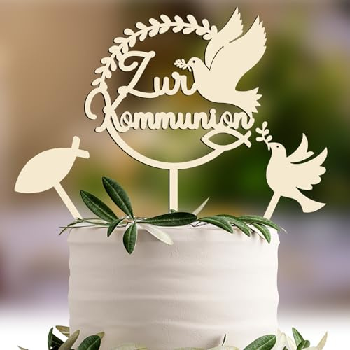 Cake Topper Holz - Zur Kommunion, Topper Kommunion Dekoration für Junge Mädchen