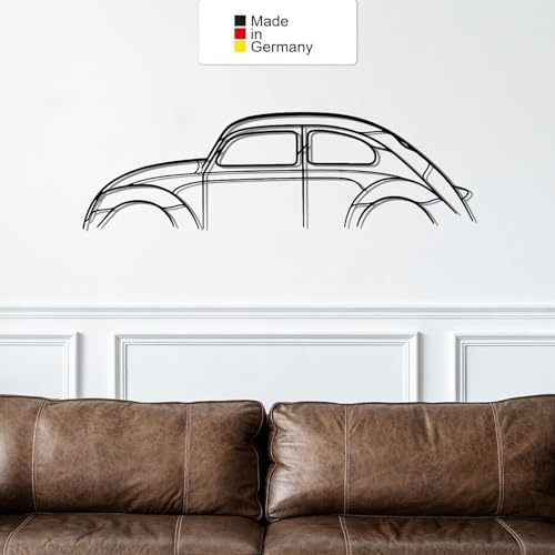 BEETLE, Metall Wandbild, Wanddeko, Auto Silhouette, Metal Car Wall Art (Größe: 137 cm (54))