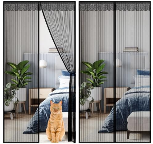 Axingqiwu Fliegengitter Tür, Magnet Fliegengitter Balkontür 90x210 cm, Anti Moskito Tür Mesh Fliegen Vorhang Ohne Bohren, für Balkontür, Wohnzimmer (90x210CM)