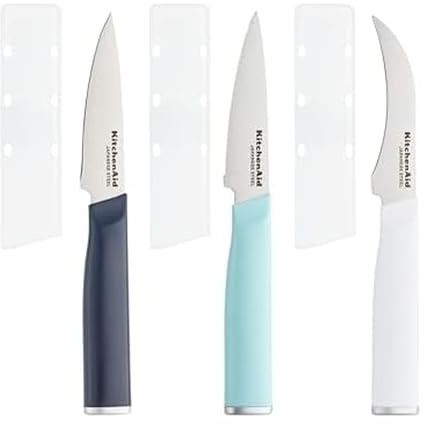KitchenAid Paring High Carbon Stainless Steel Kitchen Knife Set, Razor-Sharp Blades, 3 Piece, Multicolored