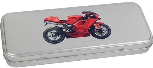Azeeda 'Motorbike Pixel Art' Metal Hinged Stationery Tin/Storage Box (TT00235489)
