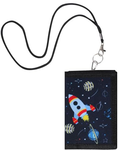 Lancry Brustbeutel Kinder für Jungen und Mädchen, Geldbeutel Kinder mit Schlüsselband und Reißverschluss, Süße Portemonnaie mit Geldscheinfach und Münzfach (Raum)