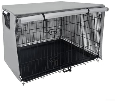 Hundekäfig-Abdeckung für große Hundekäfige, 210D Outdoor-Oxford-Gewebe, Haustierkäfigabdeckung, für Drahtkäfige, multifunktionale Schutzhülle (grau, 109 x 74 cm)