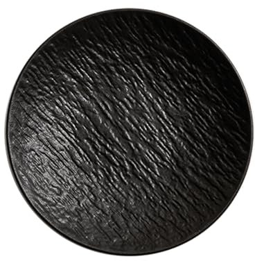 KNUFENG Rock Pattern Ceramic Dinner Plate, Frosted Touch, for Steak, Pasta, Dessert, Daily Plate, Outdoor, Party, Microwave and Dishwasher Safe(Size:20.1 * 20.1 * 2.6CM,Color:Black)