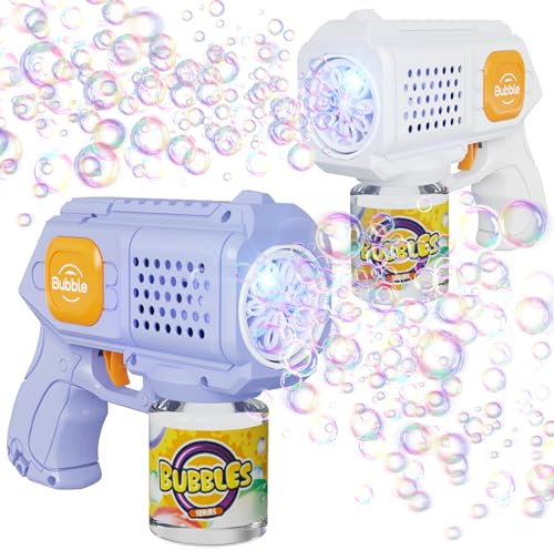 Cadeau de pâques 2 Bubble Machine Panacare Pistolet Automatique de Bulle d’Enfants 4000 Bulles par Minute avec la lumière de Nuit de LED