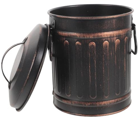 MERRYHAPY Fireplace Ash Bucket Lid Metal Charcoal Holder Handle for Fire Pits BBQ Hearth Incinerator Storage Container