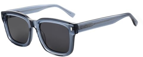 ZENOTTIC Occhiali Da Sole Polarizzati Unisex Forma Quadrata: Protezione UV100% per Donna e Uomo - Grandi Occhiali Da Sole Classici con Montatura Blu Cristallo e Lenti Grigie