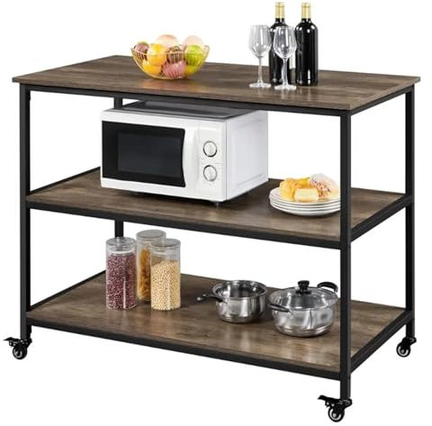 Carrello da cucina a isola con ripiano e carrello da portata, isola da cucina portatile con ruote, per sala da pranzo e uso esterno