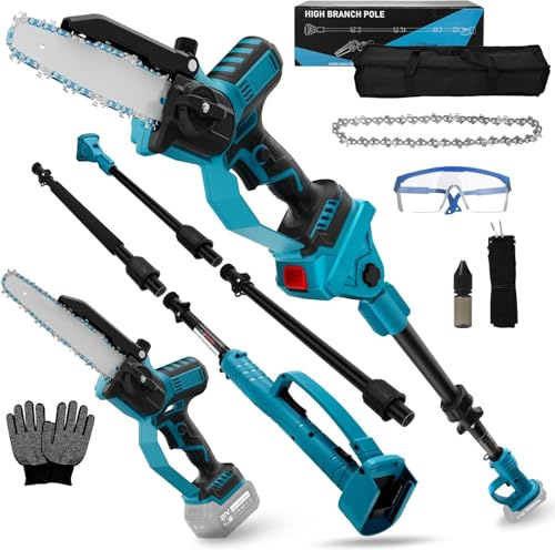 Cordless Pole Saw for Makita 18V Battery, No Battery | Brushless Motor, 8 Inch Electric Chainsaw with 8.5ft Extension Pole, 15ft Long Reach, for Tree Trimming Limb Branch Cutting