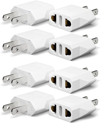 Oliveria 8 pcs adaptadores de Viaje de la UE a EE. UU. Adaptador de Viaje de Alemania Enchufe de la UE a EE. UU. Alemania/Europa Enchufe América/Canadá/México convertidor para con EE. UU. Blanco