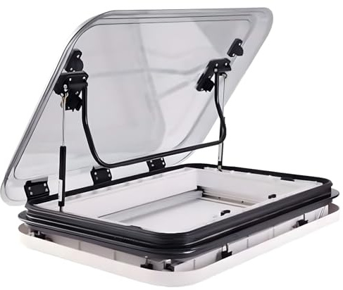 SHEUAO Lanterneau De Toit,Fenêtre Toit Camping-Car Étanche - Système D'ouverture Douce 70°, Anti-Insectes,Lanterneau Caravane avec LED,800 * 500mm