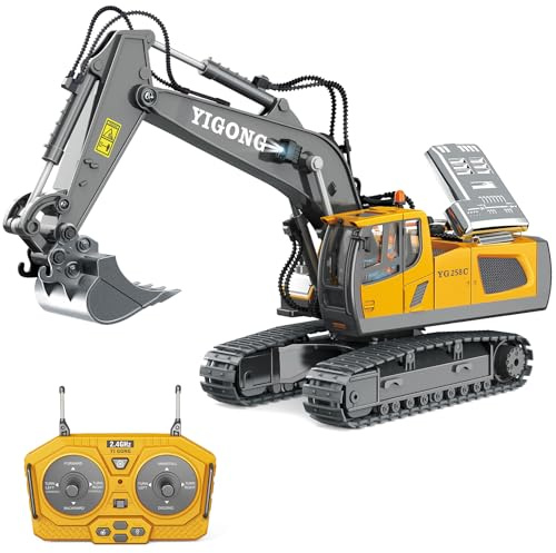 Ysityum Juguete de excavadora teledirigido, 11CH,2,4GHz Excavadora RC,680° de rotación,Con luz y sonido,Adecuado para niños de 3 a 9 años y más