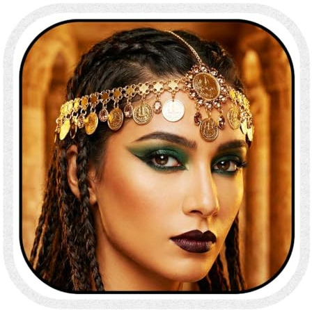 Fashband Goldene Pailletten-Kopfkette, Boho-Kopfschmuck, Haarketten, Festival-Kostüm, Haarschmuck für Frauen (Gold, Einheitsgröße)
