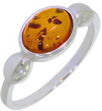 Artipol Bague fabr.européenne style français. Argent rhodié Ambre naturelle - modèle 2604-B, taille 61